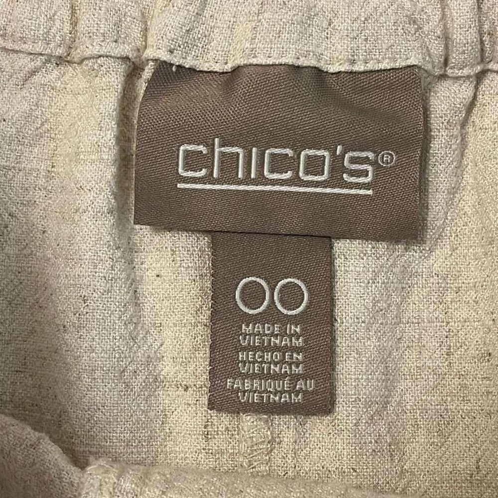 Chicos 2 Piece Linen Blend Set Oatmeal Beige Boxy Top Straight Leg Pants Size 1 - Picture 9 of 16